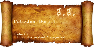 Butscher Berill névjegykártya